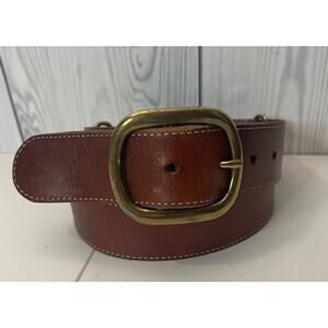 Genuine Talbots Segmented Brown Leather Brass Womens Size 33 (31-35)
